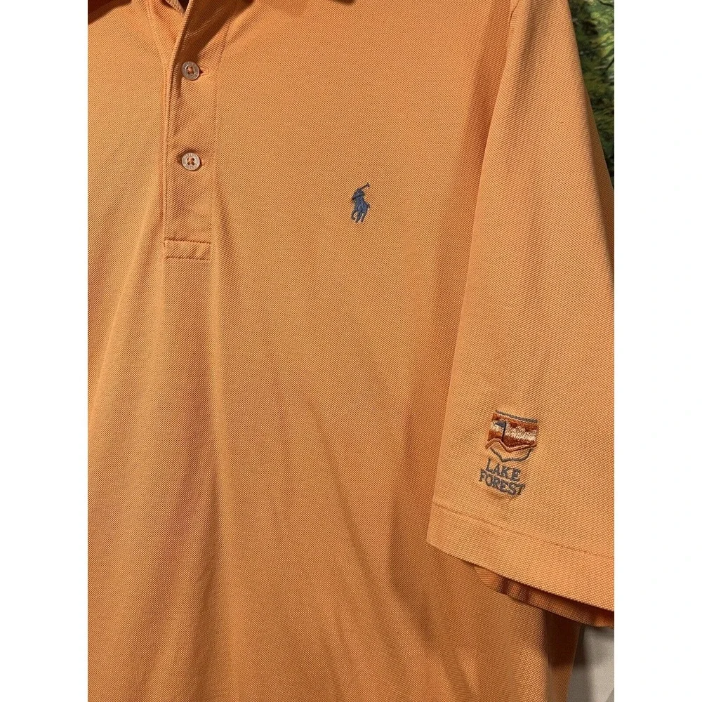 Polo Golf Ralph Lauren Men Large Short Sleeve Pima Cotton Solid Orange Shirt‎